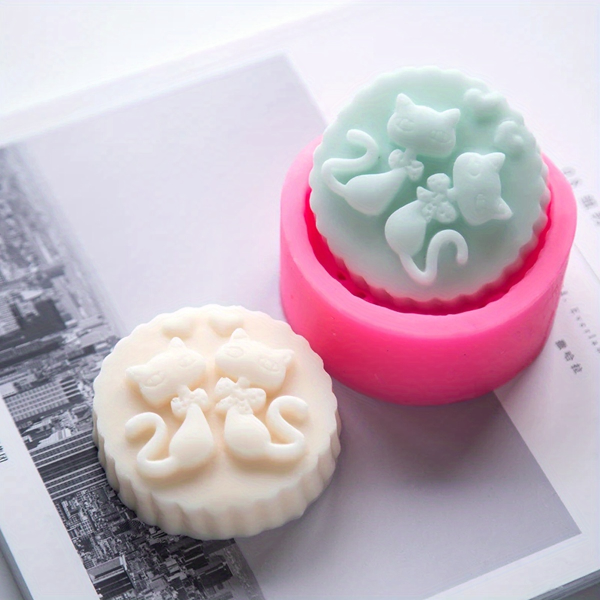 Candle Making Wax Melter - 1피스 실리콘 고양이 비누 몰드 -