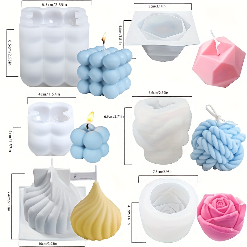 Candle Making Yarn - 6개 실리콘 캔들 몰드 세트 (캔들