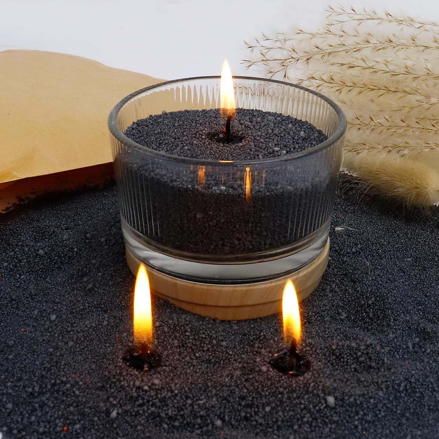 Candle Making Wax Melter - 심지가 있는 검정색 캔들 모래, 200g,