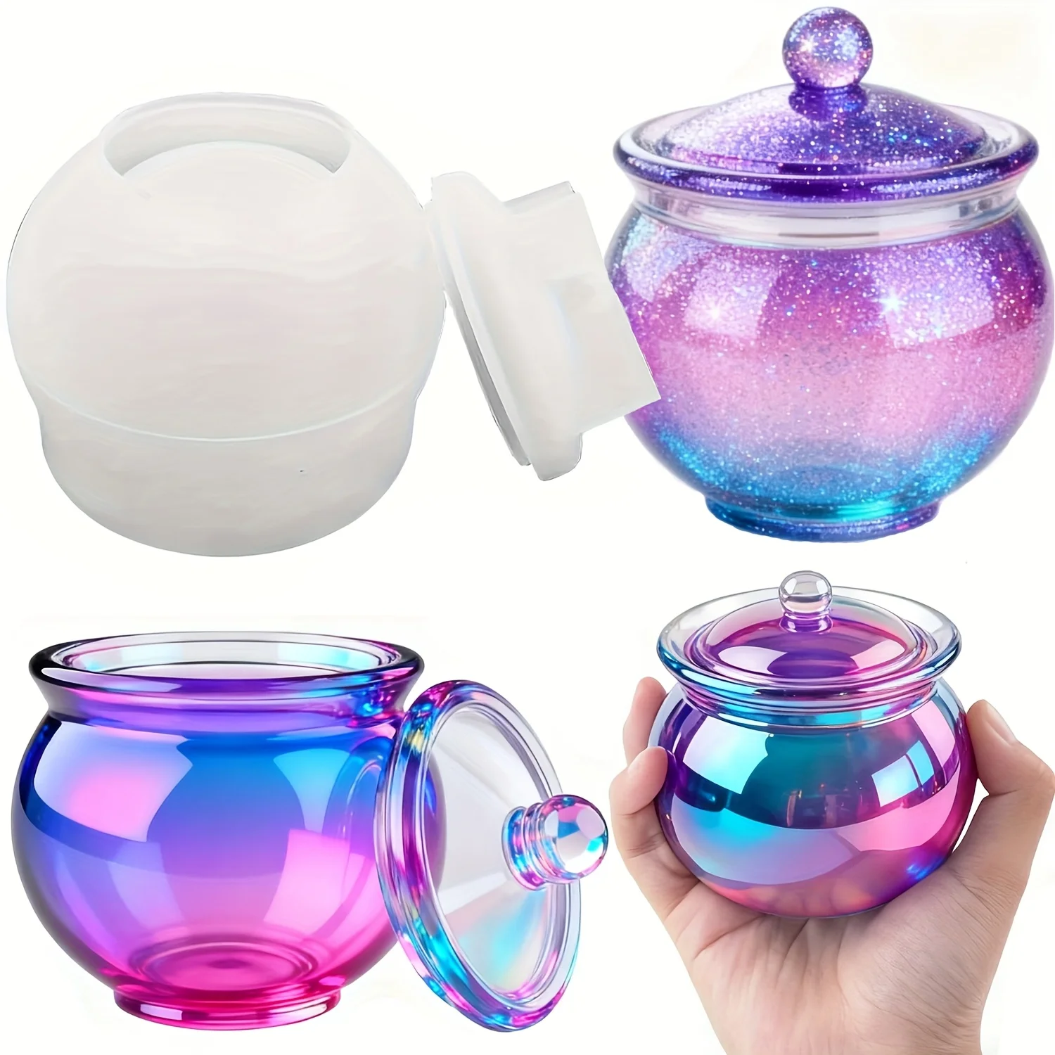Candle Mold Silicone - 뚜껑이 있는 둥근 수지 캔 몰드