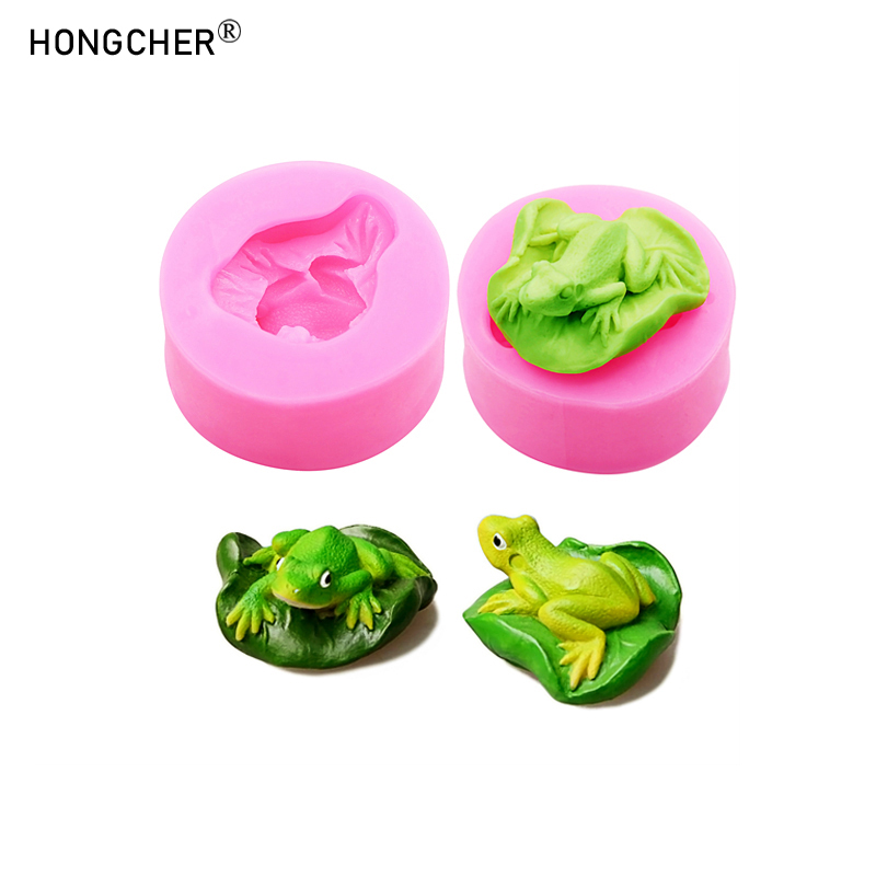 Candle Mold Silicone - 연꽃 잎 개구리 수지 마이크로 풍경